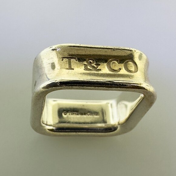 Vintage Tiffany & Co. 1837 - 925 Silver Square 8mm Band Ring 4.5 US - Picture 3 of 8